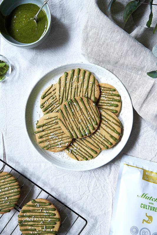 SHORTBREAD BISCUITS WITH MATCHA ICING