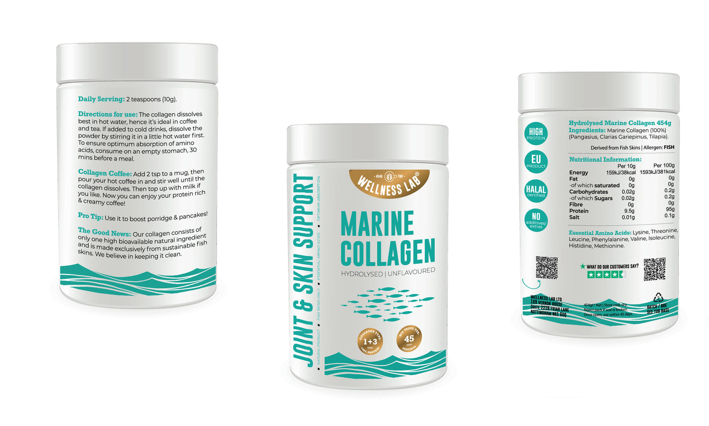 Marine Collagen Type 1 & 3 | 454g Tub - Wellness Lab®