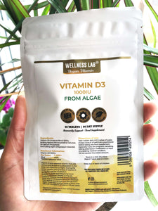 Vegan Vitamin D3 1000iu | From Algae | 90 tablets | 3 months - Wellness Lab®